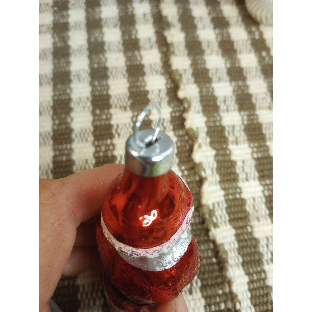 Vintage Mercury Glass Christmas Tree Ornament Small Santa Holiday Decor